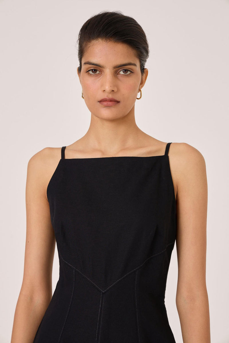 Suzie Black Dress cotton by The Summer House in black color for women in Singapore