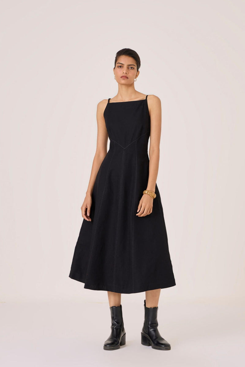 Suzie Black Dress cotton by The Summer House in black color for women in Singapore