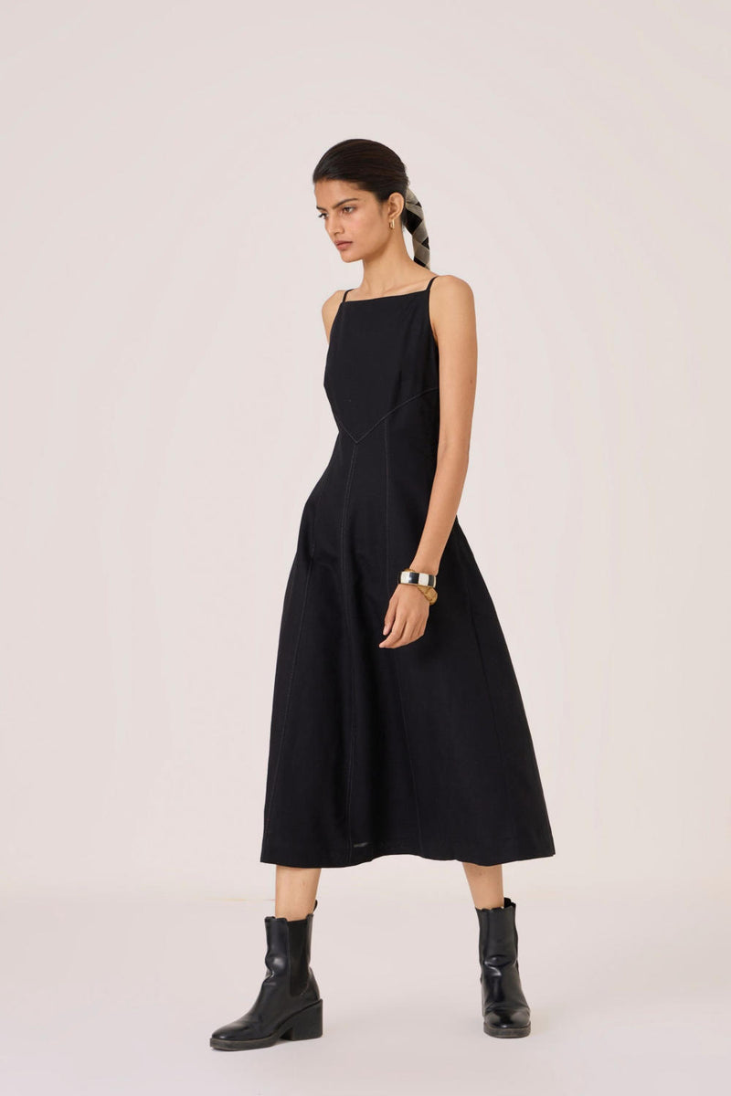 Suzie Black Dress cotton by The Summer House in black color for women in Singapore