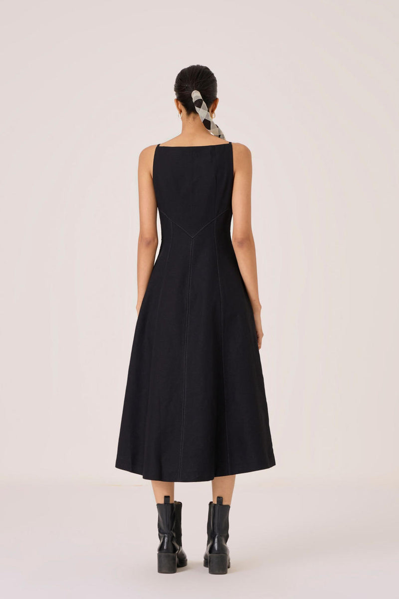 Suzie Black Dress cotton by The Summer House in black color for women in Singapore