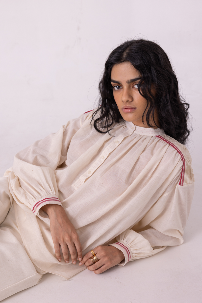 Sveta Off White Handwoven Top cotton by The Summer House for women in Singapore