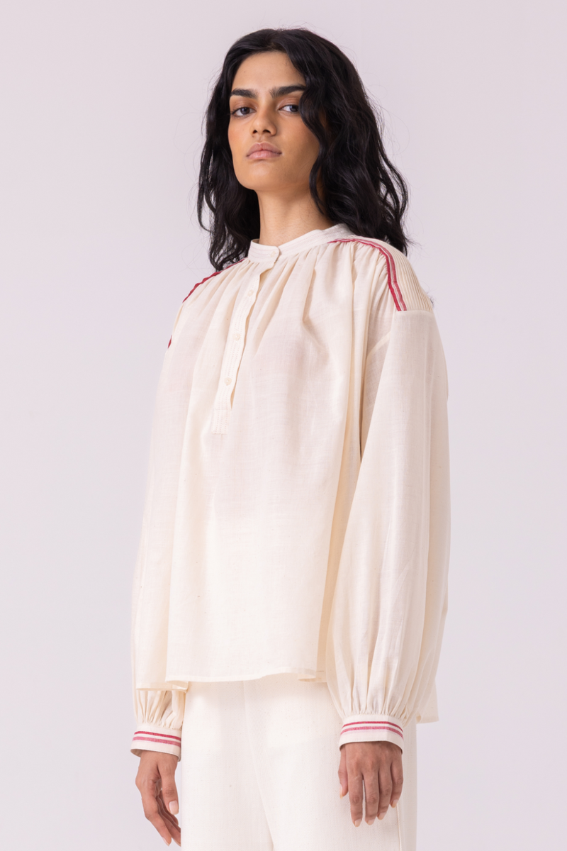 Sveta Off White Handwoven Top cotton by The Summer House for women in Singapore
