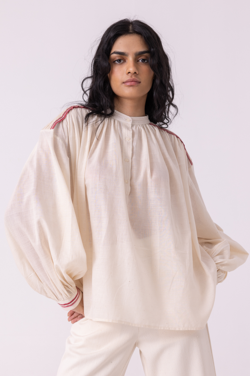 Sveta Off White Handwoven Top cotton by The Summer House for women in Singapore