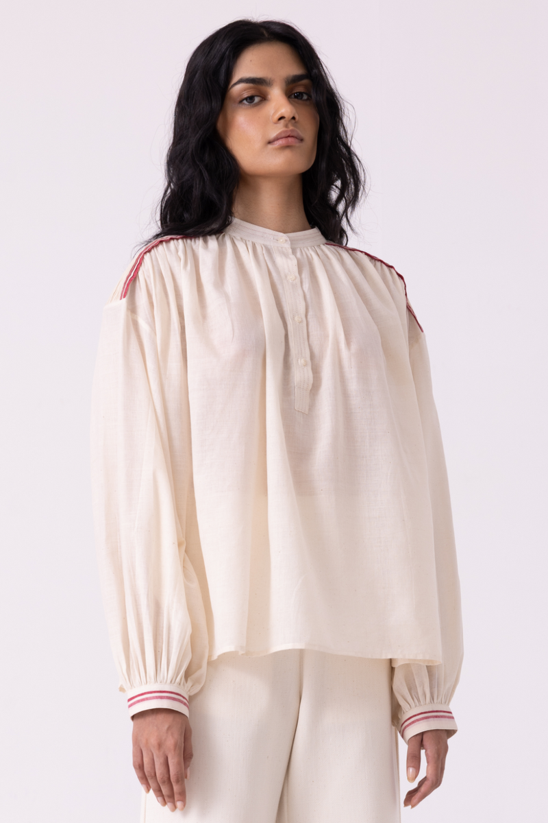 Sveta Off White Handwoven Top cotton by The Summer House for women in Singapore