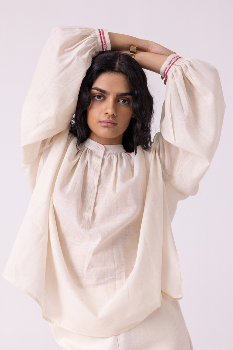 Sveta Off White Handwoven Top cotton by The Summer House for women in Singapore