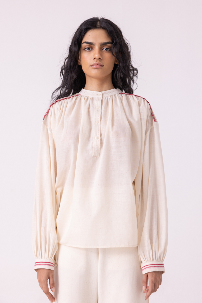 Sveta Off White Handwoven Top cotton by The Summer House for women in Singapore
