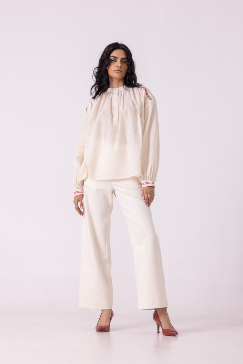 Sveta Off White Handwoven Top cotton by The Summer House for women in Singapore