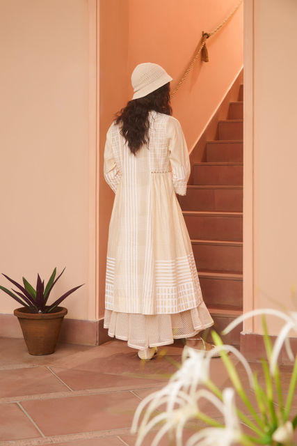 MAGGIE DRESS-IVORY chanderi by SWATTI KAPOOR in ivory color for women in Singapore