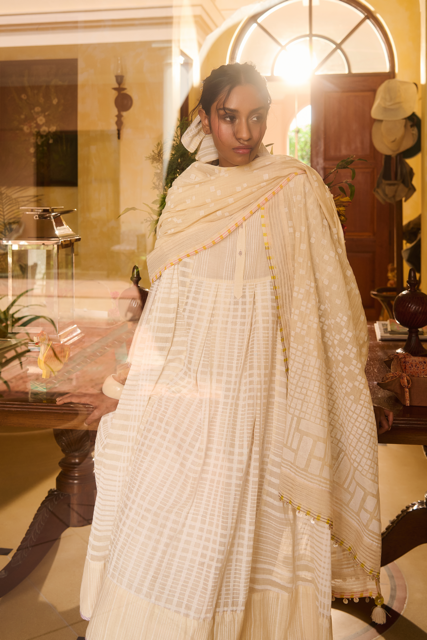 BILLIE KURTA-IVORY chanderi by SWATTI KAPOOR in ivory color for women in Singapore