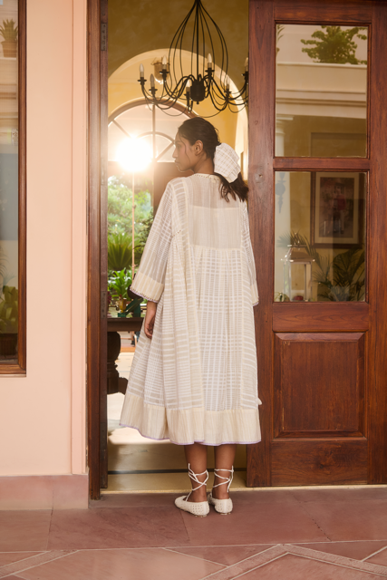BILLIE KURTA-IVORY chanderi by SWATTI KAPOOR in ivory color for women in Singapore