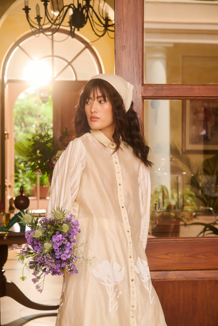 TABBY DRESS-IVORY chanderi by SWATTI KAPOOR in ivory color for women in Singapore