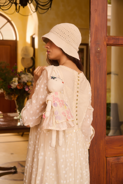 HILDA KURTA-IVORY chanderi by SWATTI KAPOOR in ivory color for women in Singapore