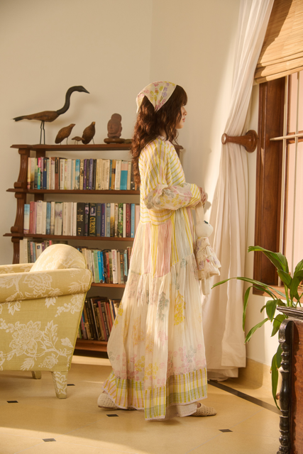 ROSIE DRESS-IVORY chanderi by SWATTI KAPOOR in ivory color for women in Singapore