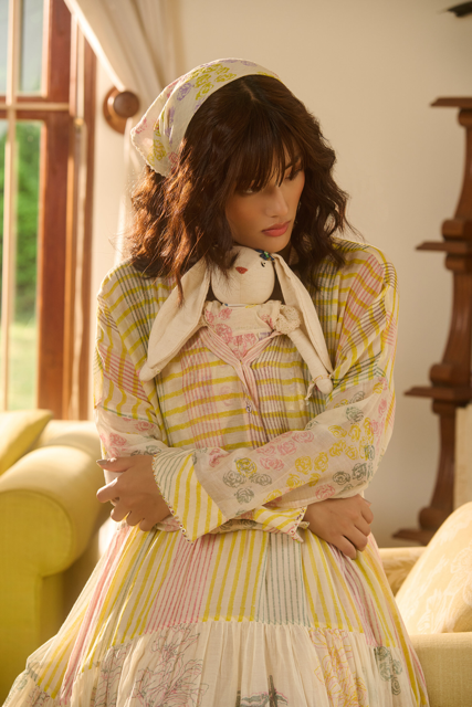 ROSIE DRESS-IVORY chanderi by SWATTI KAPOOR in ivory color for women in Singapore