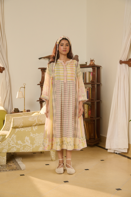 DORA KURTA-IVORY chanderi by SWATTI KAPOOR in ivory color for women in Singapore