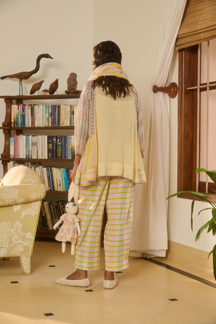 ALICE PANT-IVORY 100% cotton by SWATTI KAPOOR in ivory color for women in Singapore