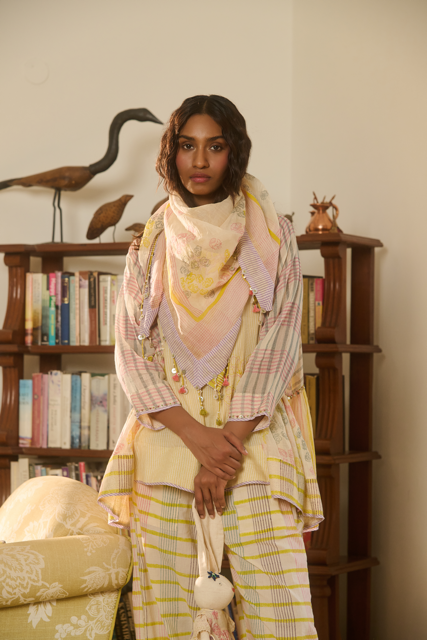 REGGIE TOP-IVORY cotton by SWATTI KAPOOR in ivory color for women in Singapore