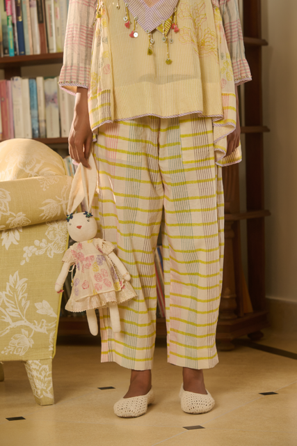 ALICE PANT-IVORY 100% cotton by SWATTI KAPOOR in ivory color for women in Singapore