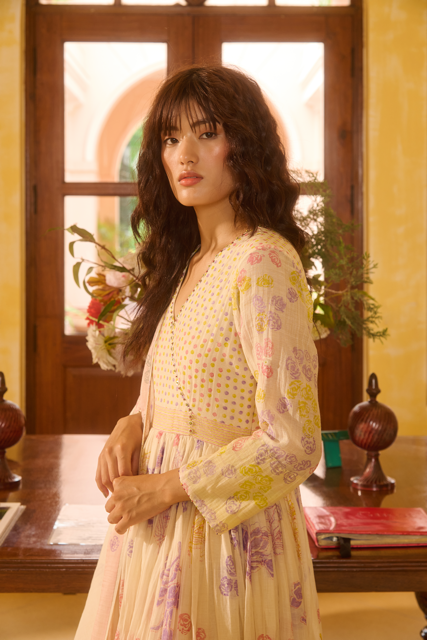 RUBY KURTA-IVORY chanderi by SWATTI KAPOOR in ivory color for women in Singapore