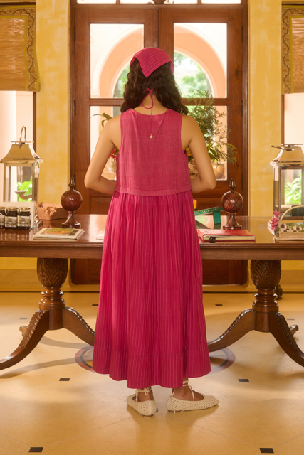 SALLY DRESS-PINK silk by SWATTI KAPOOR in pink color for women in Singapore