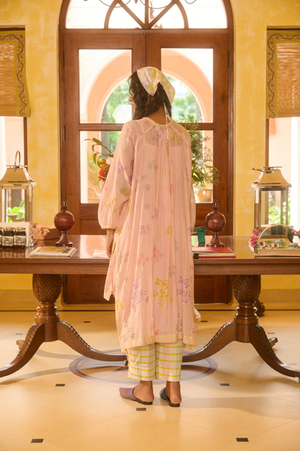 DINA DRESS-PINK chanderi by SWATTI KAPOOR in pink color for women in Singapore