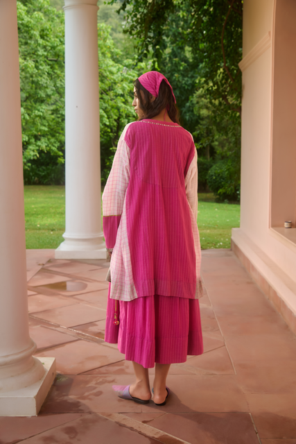 JESSIE OVERLAY-PINK & IVORY silk by SWATTI KAPOOR in multi color for women in Singapore