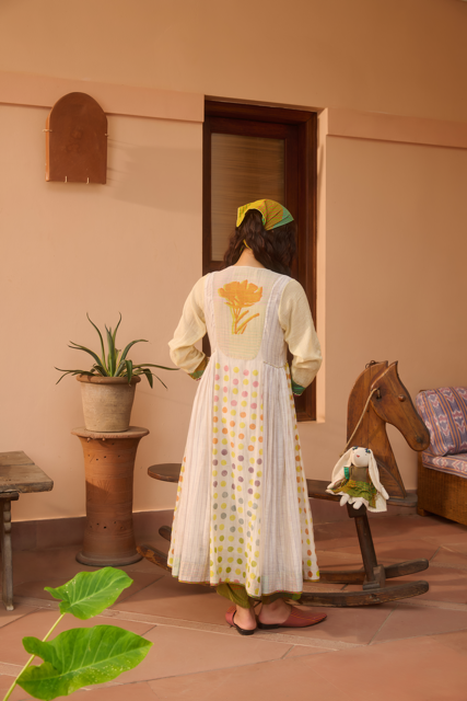 POPPY KURTA-IVORY silk by SWATTI KAPOOR in ivory color for women in Singapore