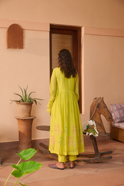 BERY KURTA-YELLOW chanderi by SWATTI KAPOOR in yellow color for women in Singapore