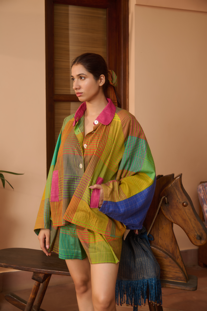 CODY JACKET-MULTICOLOR silk by SWATTI KAPOOR in multi color for women in Singapore