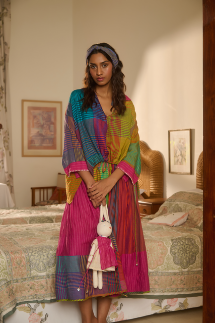 ZORA SKIRT-MULTICOLOR silk by SWATTI KAPOOR in multi color for women in Singapore