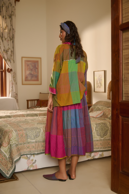 ZORA SKIRT-MULTICOLOR silk by SWATTI KAPOOR in multi color for women in Singapore