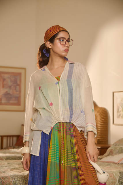 YANA SKIRT-MULTICOLOR silk by SWATTI KAPOOR in multi color for women in Singapore