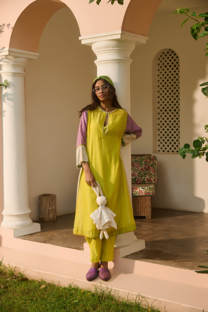DOTTY PANT-YELLOW 100% cotton by SWATTI KAPOOR in yellow color for women in Singapore
