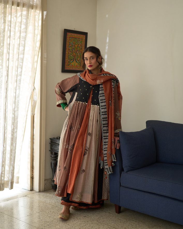 Kora Dupatta chanderi dupatta by SWATTI KAPOOR in rust orange for women in Singapore