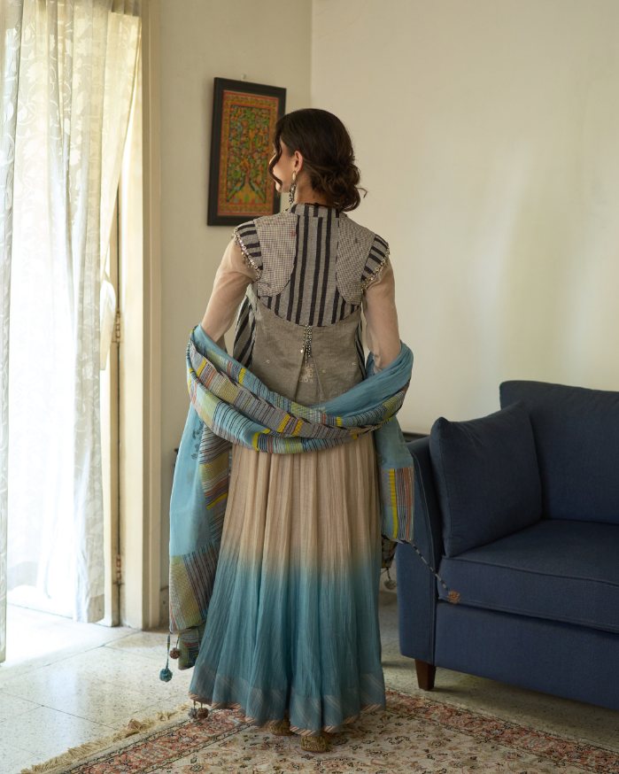 Tina Dupatta chanderi dupatta by SWATTI KAPOOR in blue for women in Singapore