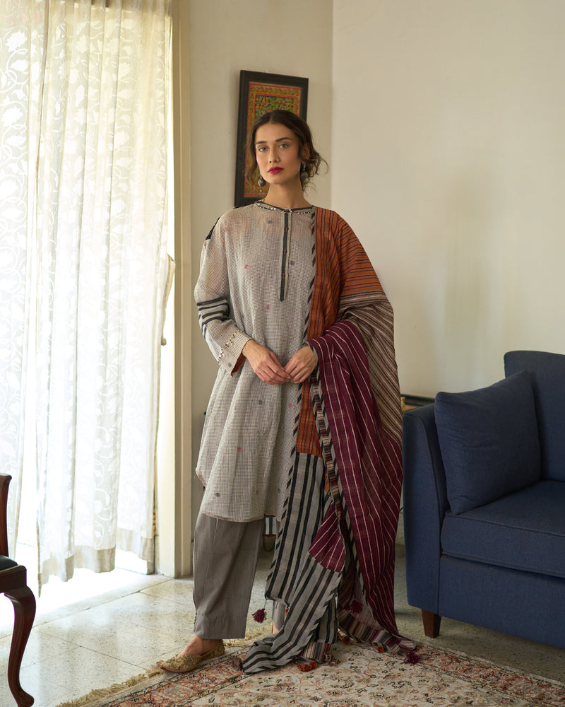 Shama Shirt chanderi kurta/kurta set by SWATTI KAPOOR in white for women in Singapore