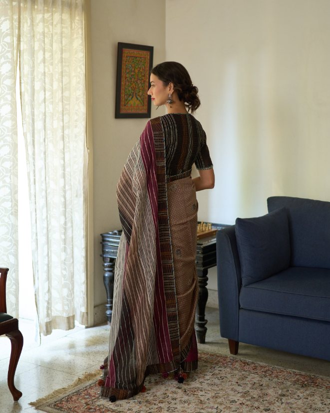 Malti Sari chanderi saree by SWATTI KAPOOR in multi-color for women in Singapore