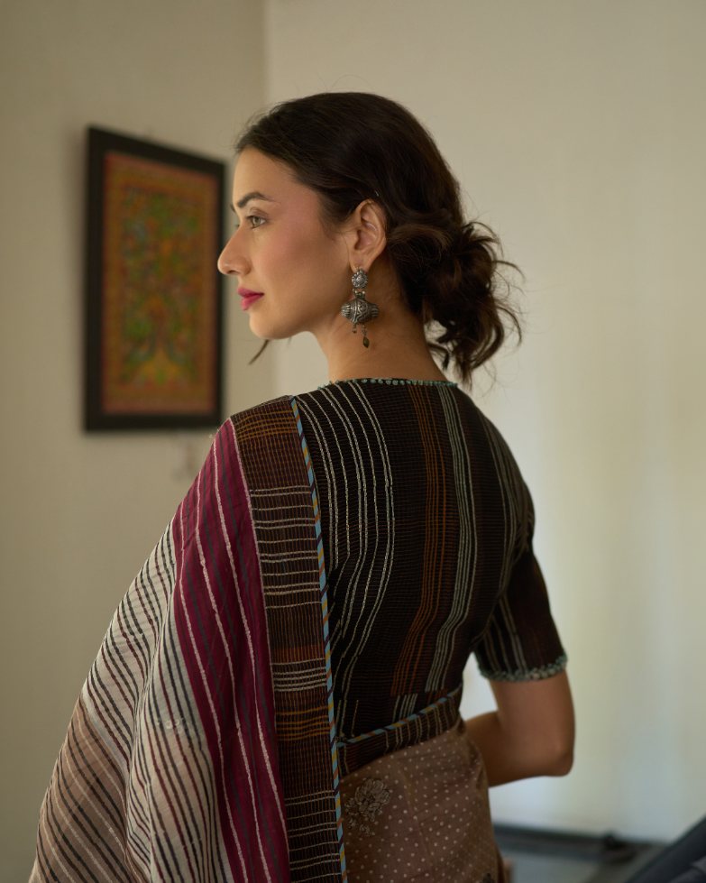 Naina Blouse chanderi blouse by SWATTI KAPOOR in black for women in Singapore