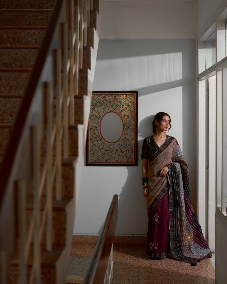 Malti Sari chanderi saree by SWATTI KAPOOR in multi-color for women in Singapore