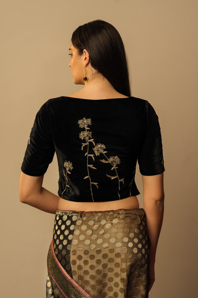 Sweet Cicely velvet crop top black Buy Sweet Cicely velvet crop top black from C&W | for Women by Mallika Mathur in black color for women in Singapore