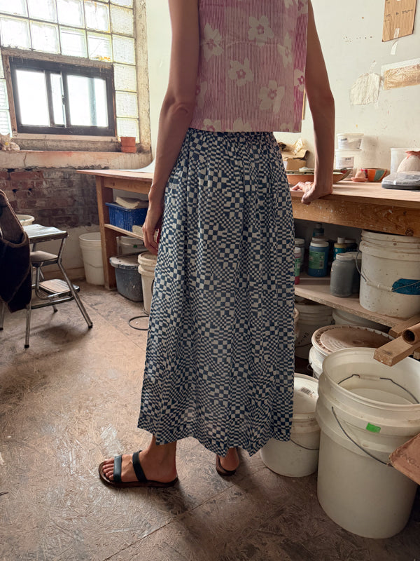 Swing Top-Pink Floral hand block printed cotton top/shirt by World of Crow in pink for women in Singapore