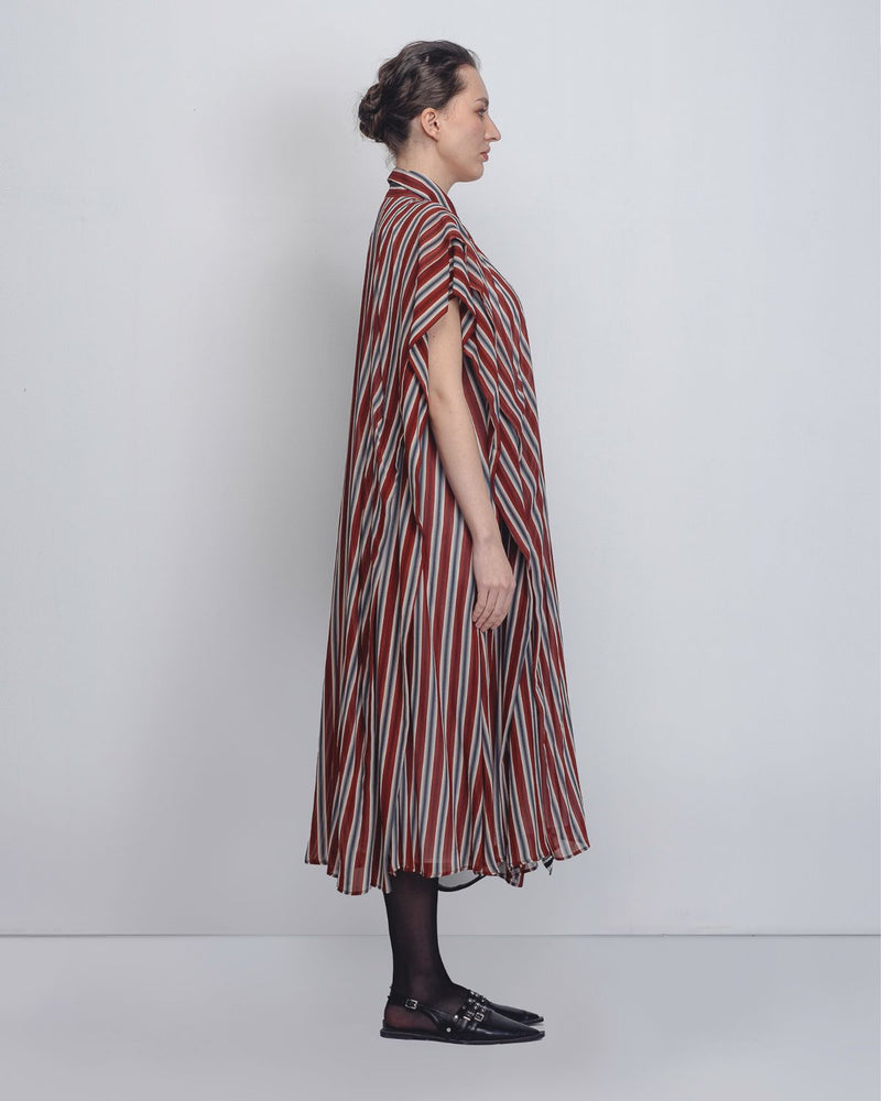Tako Dress - Rust/ Black / Off - White Stripes Buy Tako Dress - Rust/ Black / Off - White Stripes from C&W | Dresses for Women by Leh Studios in rust color for women in Singapore