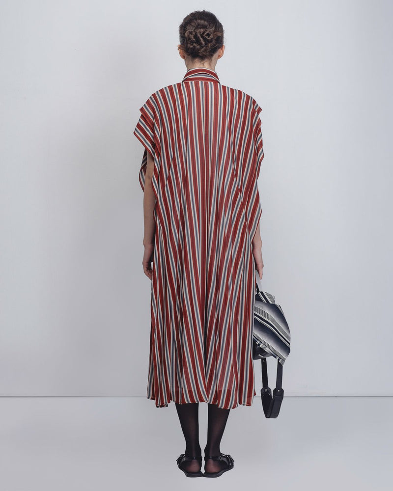 Tako Dress - Rust/ Black / Off - White Stripes Buy Tako Dress - Rust/ Black / Off - White Stripes from C&W | Dresses for Women by Leh Studios in rust color for women in Singapore