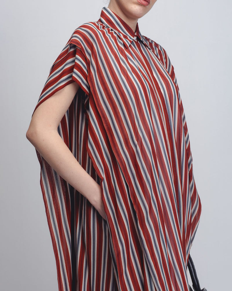 Tako Dress - Rust/ Black / Off - White Stripes Buy Tako Dress - Rust/ Black / Off - White Stripes from C&W | Dresses for Women by Leh Studios in rust color for women in Singapore