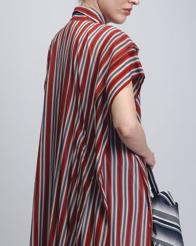 Tako Dress - Rust/ Black / Off - White Stripes Buy Tako Dress - Rust/ Black / Off - White Stripes from C&W | Dresses for Women by Leh Studios in rust color for women in Singapore