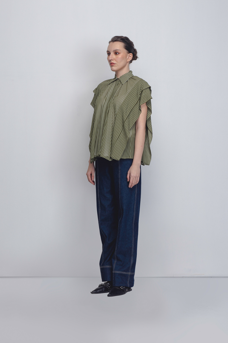 Tako Top - Green Stripes Buy Tako Top - Green Stripes from C&W | Tops And Shirts for Women by Leh Studios in green color for women in Singapore