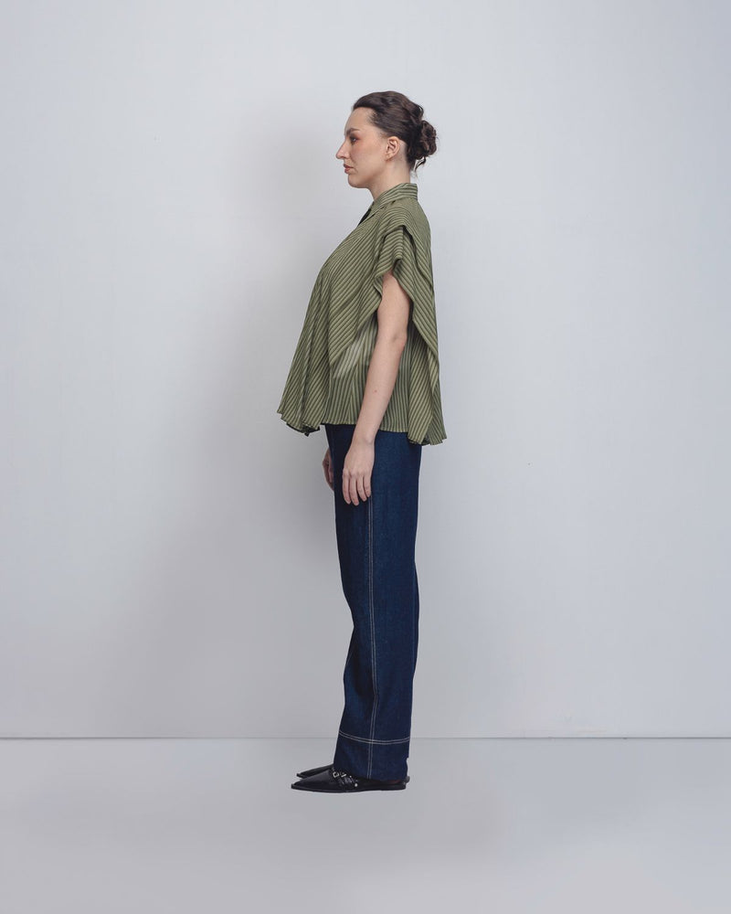 Tako Top - Green Stripes Buy Tako Top - Green Stripes from C&W | Tops And Shirts for Women by Leh Studios in green color for women in Singapore