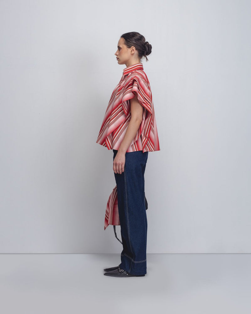 Tako Top - Red + White Stripes cotton Buy Tako Top - Red + White Stripes from C&W | Tops And Shirts for Women by Leh Studios in white color for women in Singapore