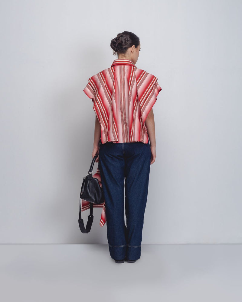 Tako Top - Red + White Stripes cotton Buy Tako Top - Red + White Stripes from C&W | Tops And Shirts for Women by Leh Studios in white color for women in Singapore
