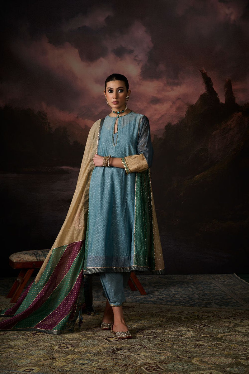 TARA KURTA chanderi by SWATTI KAPOOR in multi color for women in Singapore